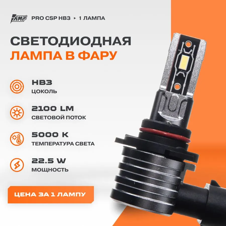 

Светодиод головного света AMP PRO CSP HB3 (1 лампа), PRO CSP