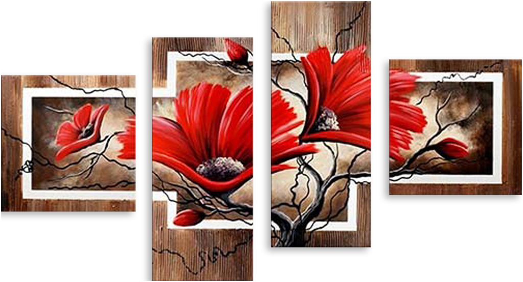 

Картина модульная на холсте Модулка Яркие маки 150x88 см, 4147