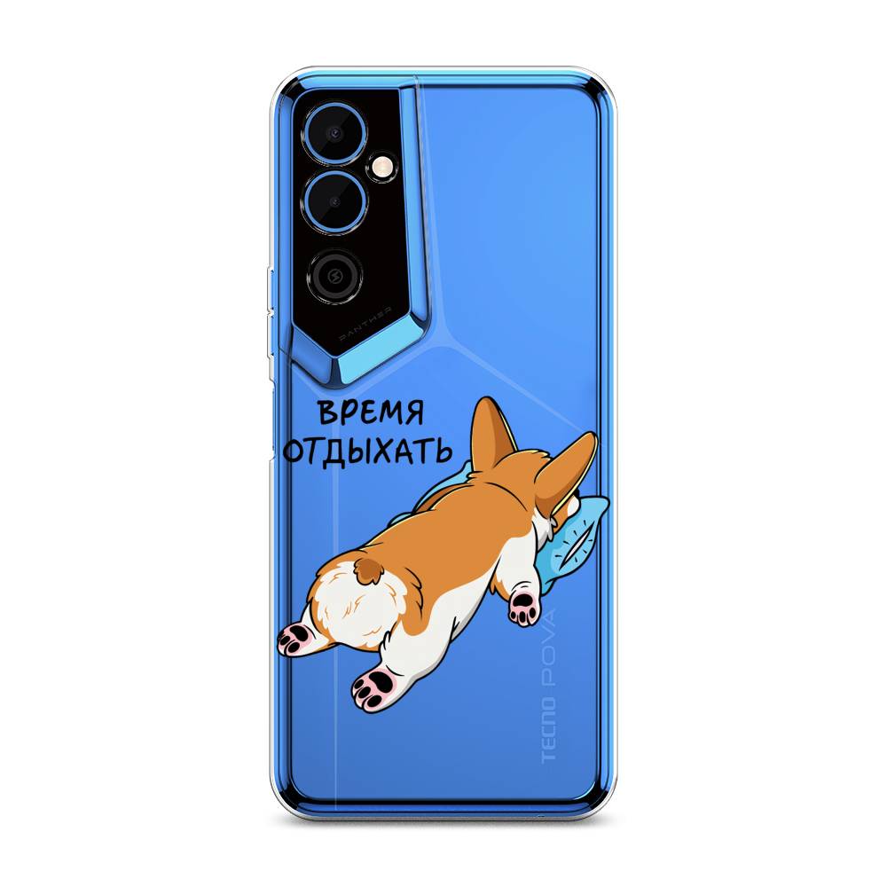 

Чехол на Tecno Pova Neo 2 "Корги отдыхает", Черный;коричневый;голубой, 302450-1