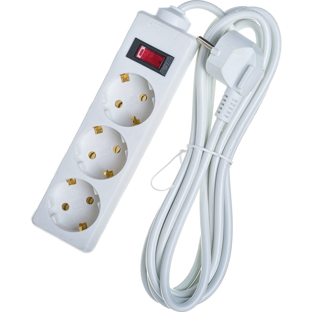 Удлинитель ExeGate EC-3-3W 3 евро с заземлением, 3м, выключатель с подсветкой, белый 27935 кпб грейс белый р евро