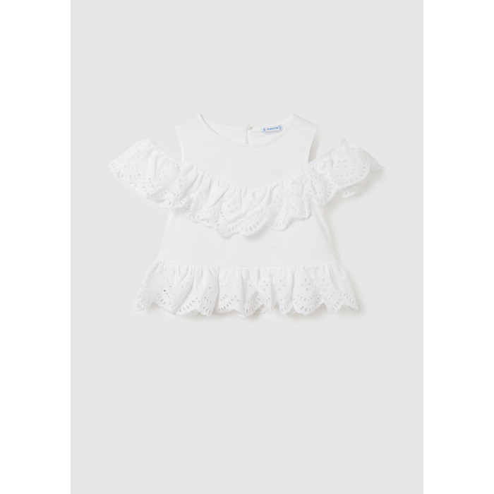 Блузка детская Mayoral 6195, белый, 128 mayoral комплект для девочки блузка брюки 6750