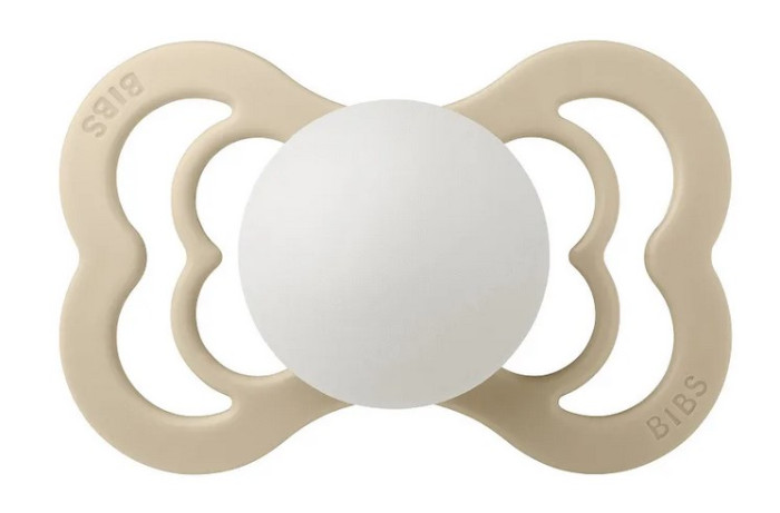

Пустышка BIBS Supreme Silicone Glow 6-36 мес. Vanilla, Бежевый;белый, 610257