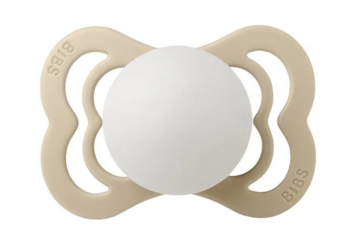 

Пустышка BIBS Supreme Silicone Glow 0-6 мес. Vanilla, Бежевый;белый, 410257