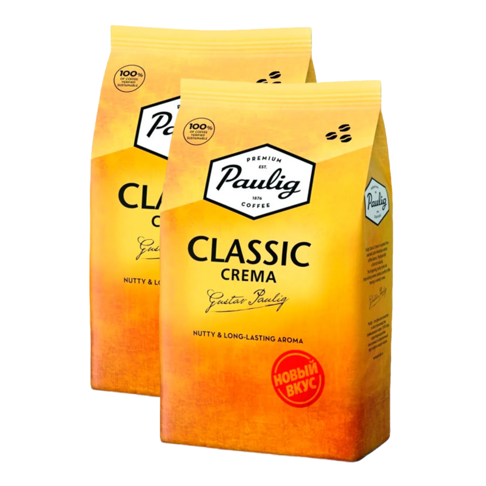 

Кофе в зернах Paulig Classic Crema арабика 2 упаковки по 1 кг, Classic Crema