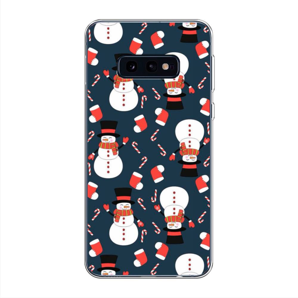

Чехол на Samsung Galaxy S10E "Синие снеговики", Синий;белый;красный, 27250-5