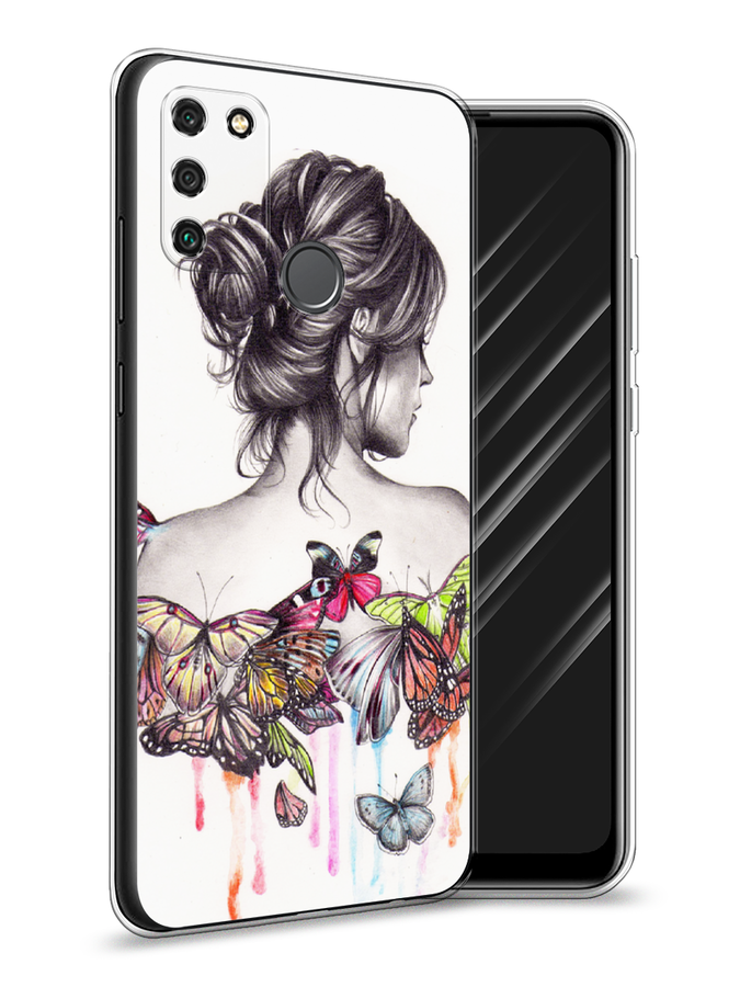 

Чехол Awog на Honor 9A "Девушка с бабочками", Коричневый, 612350-10