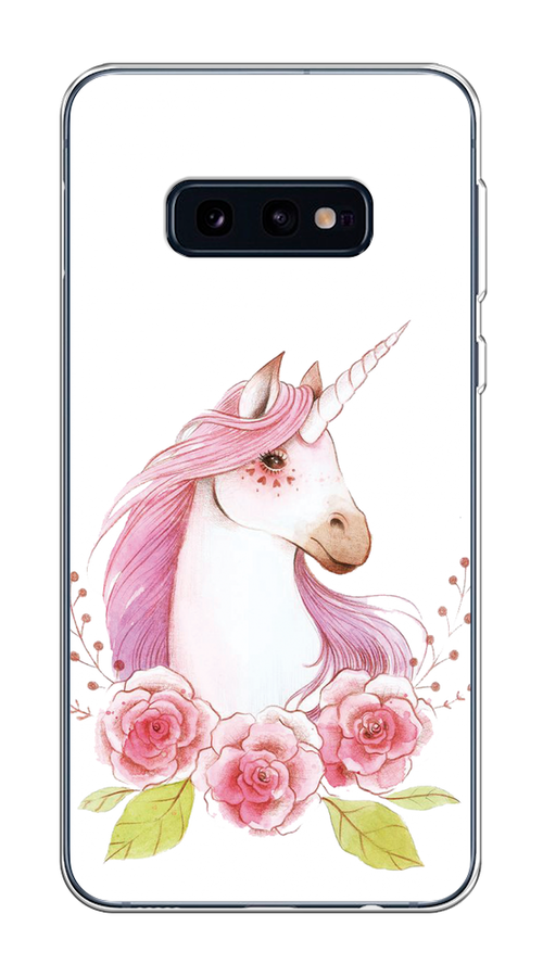

Чехол на Samsung Galaxy S10E "Единорог цветы", Белый;розовый;серый, 27250-1
