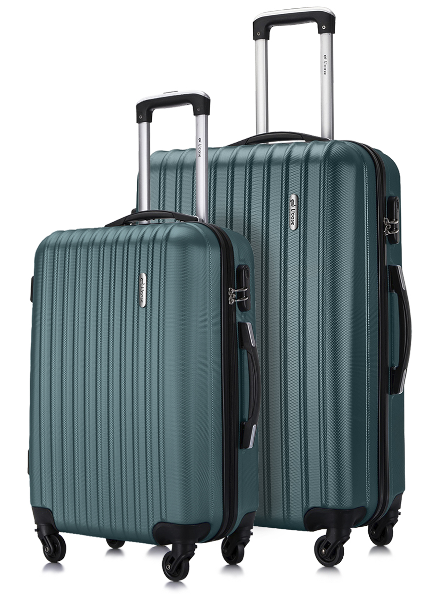 Комплект чемоданов унисекс L'Case Krabi Темно-зеленый M/L