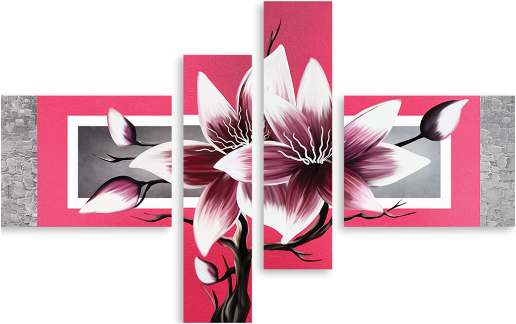 Модульная картина на холсте Розовые лилии, размер 90x80 см.