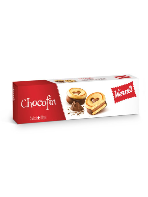 фото Печенье песочное wernli "chocofin" с мягкой шоколадной начинкой, 100г