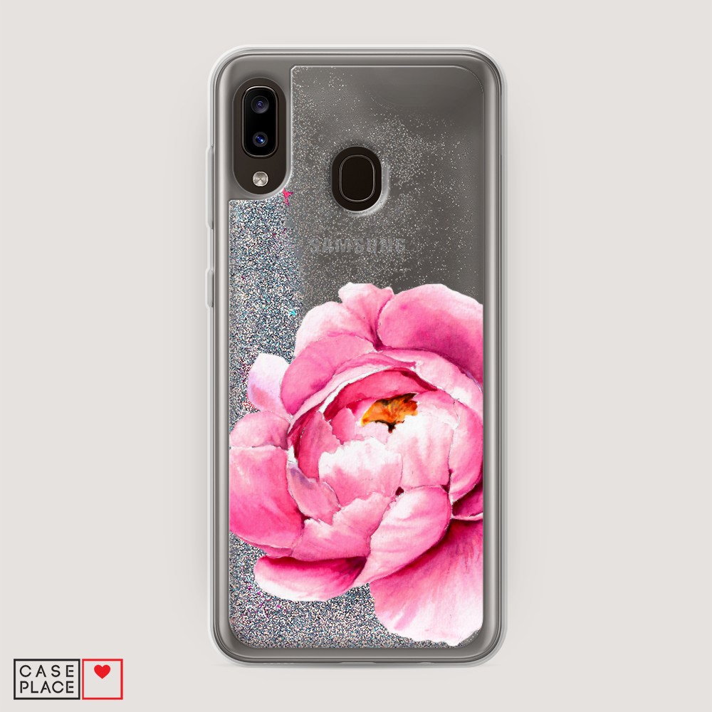 

Жидкий чехол с блестками "Прекрасный пион" на Samsung Galaxy A20, 27691-1
