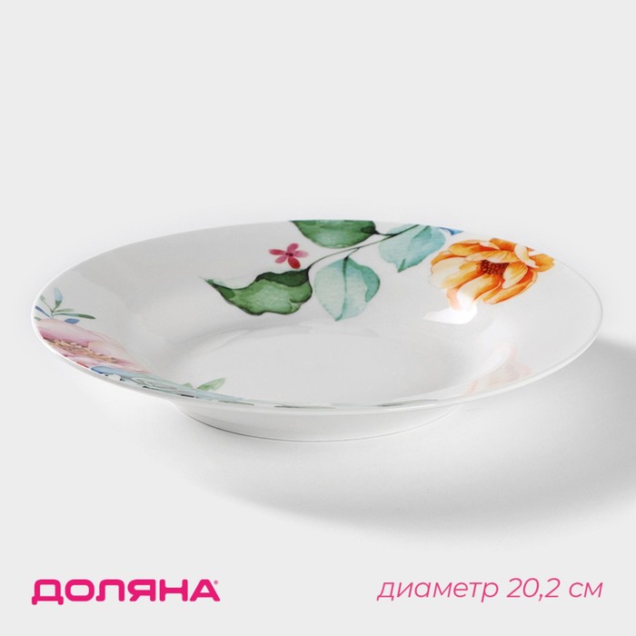 

Тарелка Доляна «Пташка» 4284001, фарфоровая глубокая d=20,2 см, цвет белый, Пташка