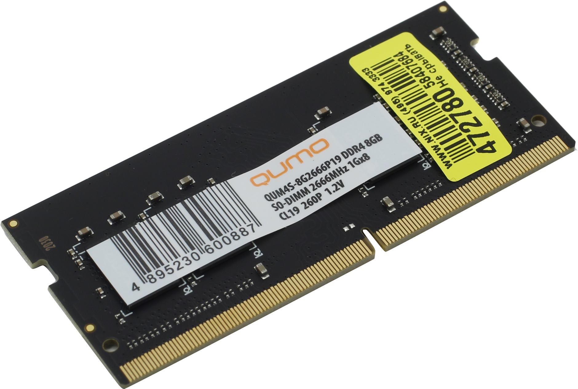 Оперативная память QUMO 8Gb DDR4 2666MHz SO-DIMM (QUM4S-8G2666C19)