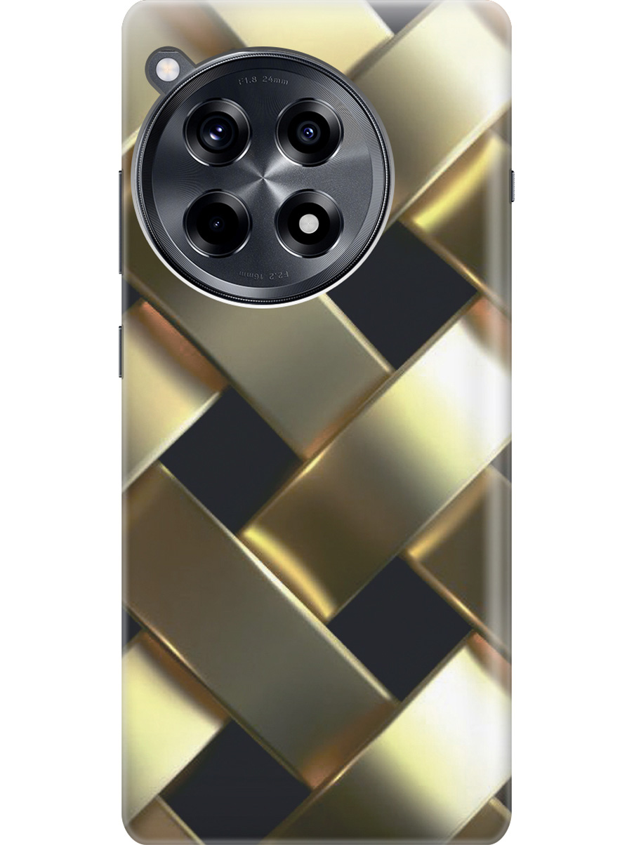 

Силиконовый чехол на OnePlus 12R с рисунком "Золотистое плетение", Золотистый;черный, 20012110