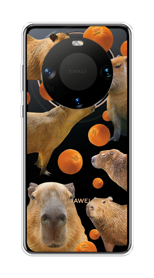 

Чехол на Huawei Mate 60 "Капибара и апельсины", Бежевый;оранжевый, 6122150-1