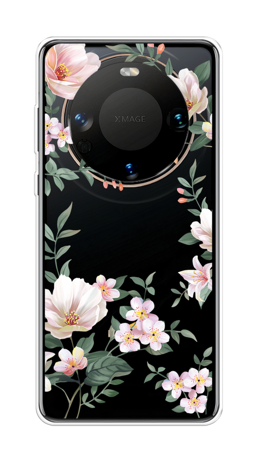 

Чехол на Huawei Mate 60 "Beautiful white flowers", Бежевый;зеленый, 6122150-1