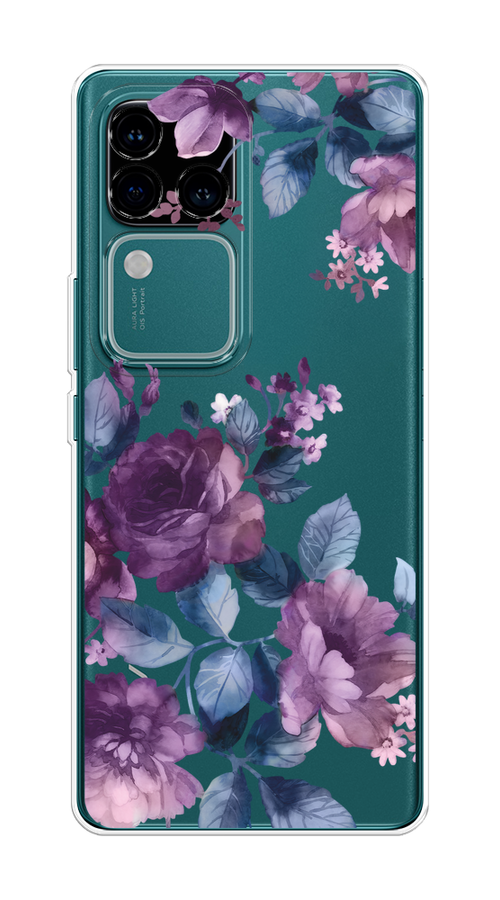 

Чехол на Vivo V30 Pro/S18 Pro "Purple Blossoms", Синий;фиолетовый, 269950-1