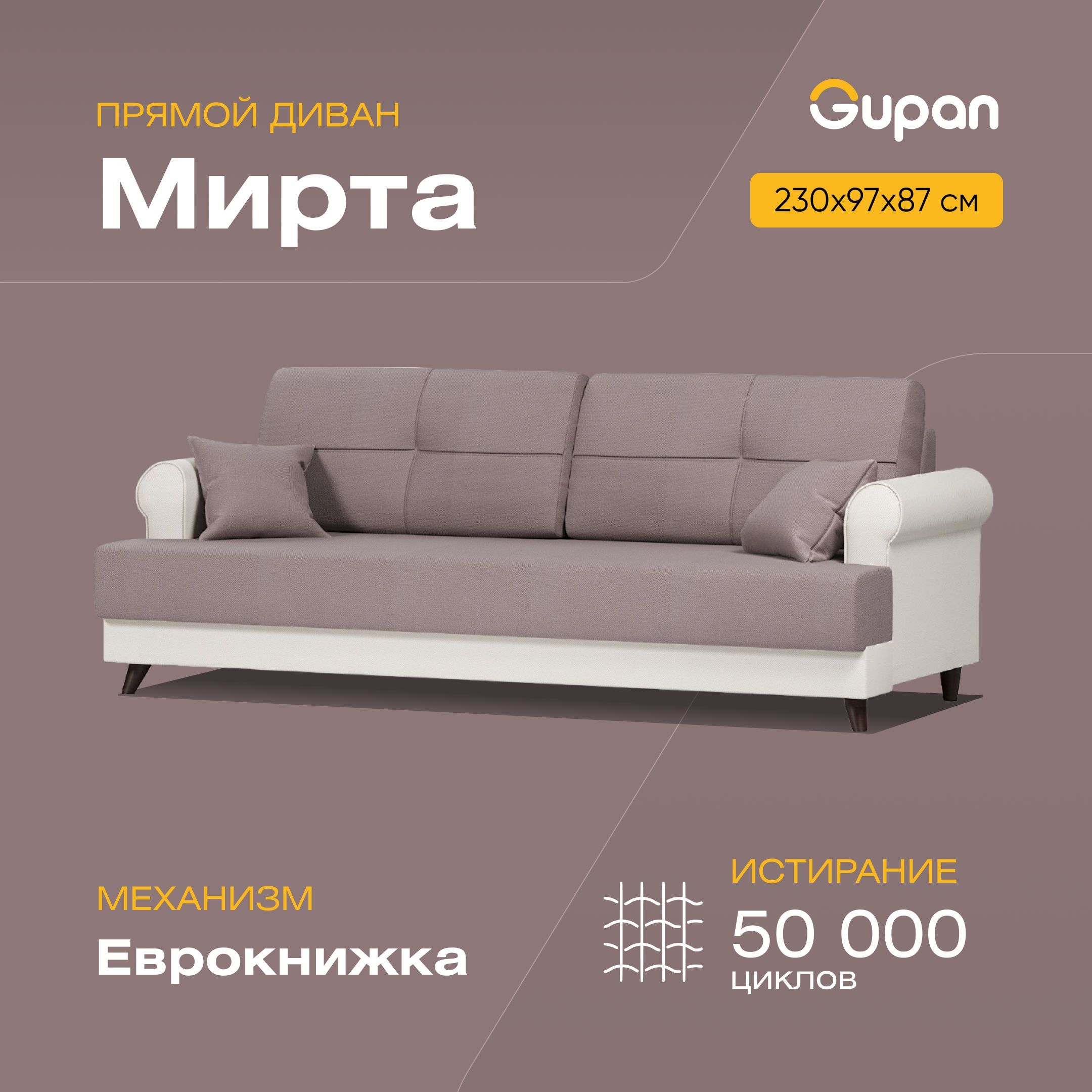 Диван-кровать Gupan Мирта, материал Велюр, Amigo Java, беспружинный