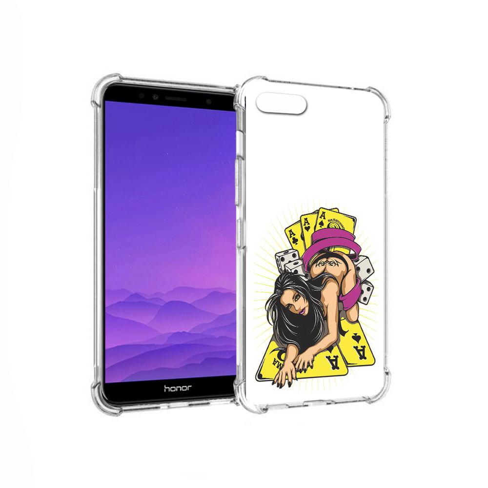Чехол MyPads Tocco для Honor 7A нарисованная девушка с игровыми картами (PT111206.25.501)
