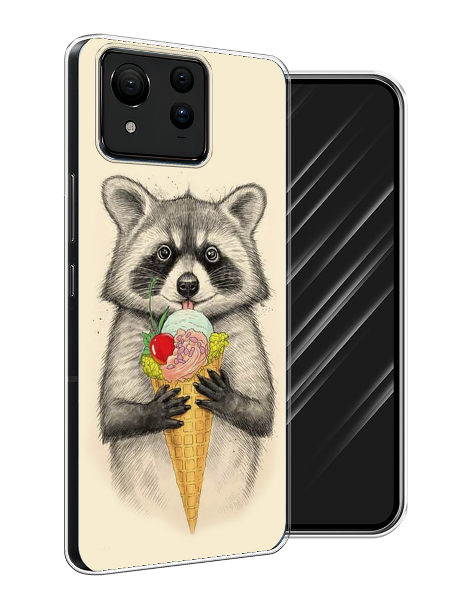 

Чехол Awog на Asus ZenFone 11 Ultra "Енот с мороженым", Бежевый;серый, 45250-1