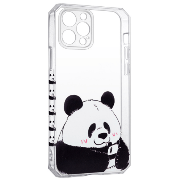 фото Чехол для iphone 12 pro tpu прозрачный с картинкой "panda" nobrand