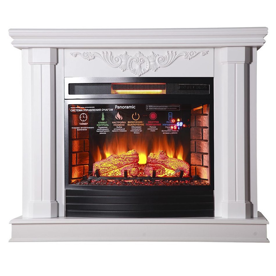 Электрический камин Inter Flame Джениус (Белый) с очагом Panoramic 25