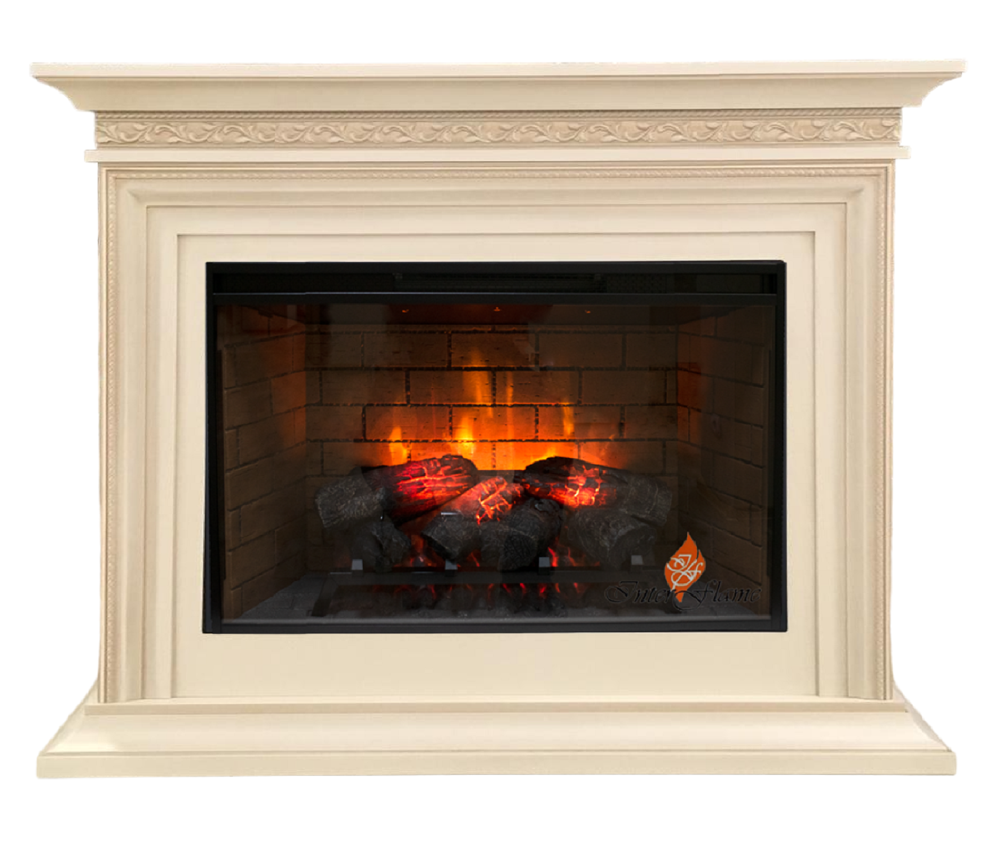 Электрический камин Inter Flame Тайлер (Бежевый с золотой патиной) с очагом Foton 33