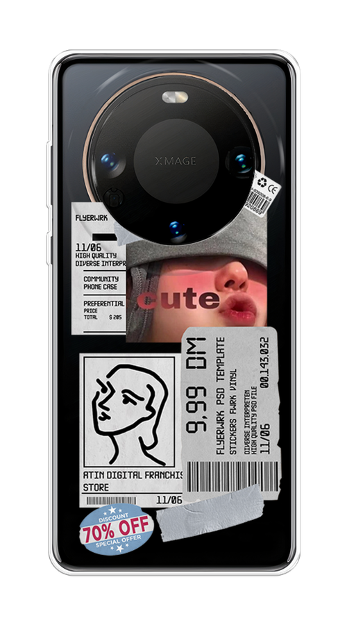 

Чехол на Huawei Mate 60 "Cute girl collage", Розовый;серый;голубой, 6122150-1