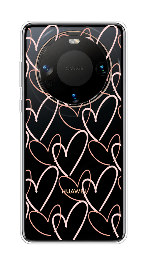 

Чехол на Huawei Mate 60 "Узор из сердечек", Розовый;бежевый, 6122150-1