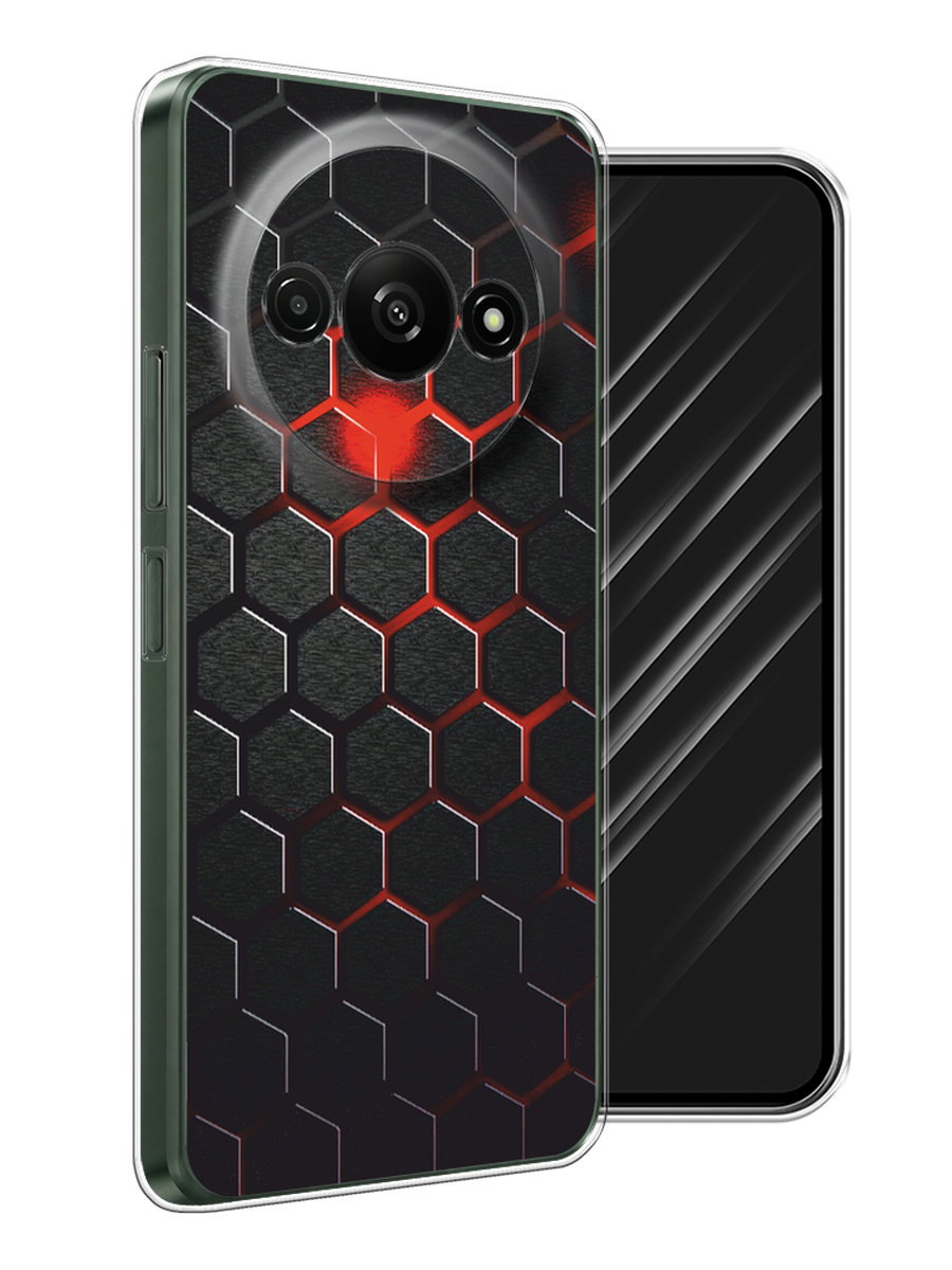 

Чехол Awog на Redmi A3 "Фон соты красные", Красный;черный, 321250-1