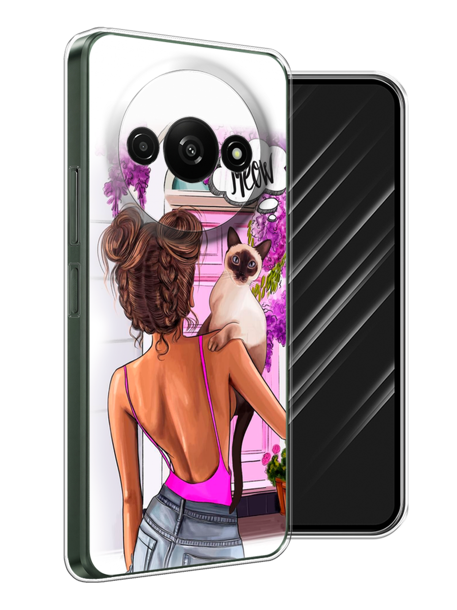

Чехол Awog на Redmi A3 "Девушка с кошкой", Розовый;коричневый, 321250-1