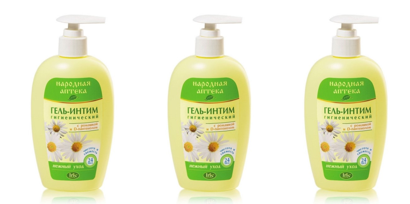 

Гель-интим Iris Народная аптека, ромашка, D-пантенол, 250мл,3 шт