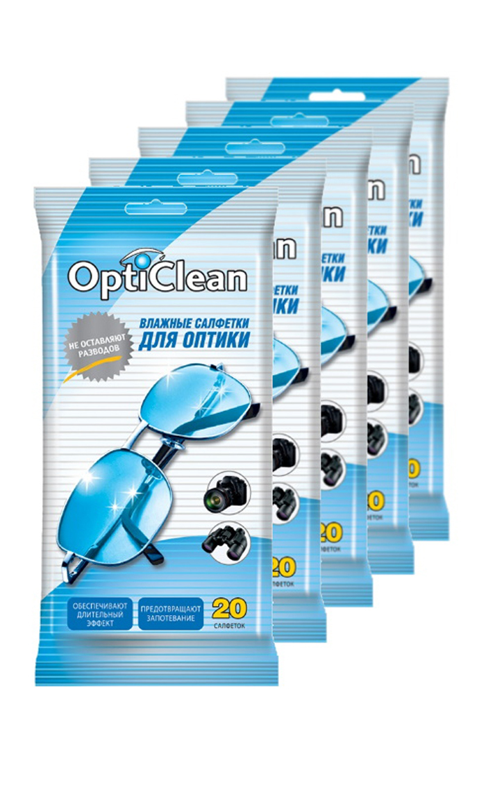 Влажные салфетки для оптики Opti Clean 20 шт. SSS 5 уп.