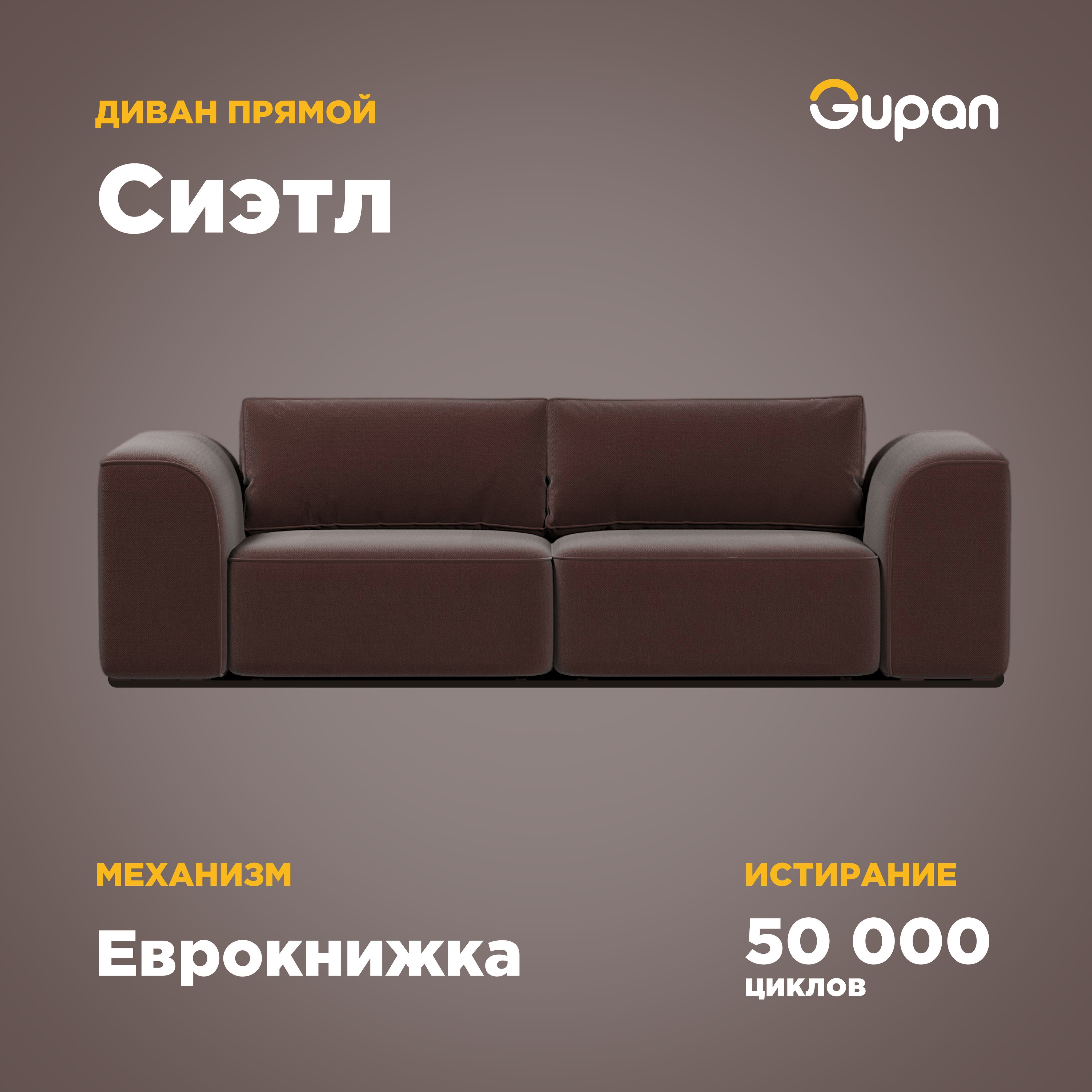 

Диван-кровать Gupan Сиэтл, материал Велюр, Amigo Chocolate, беспружинный, Сиэтл