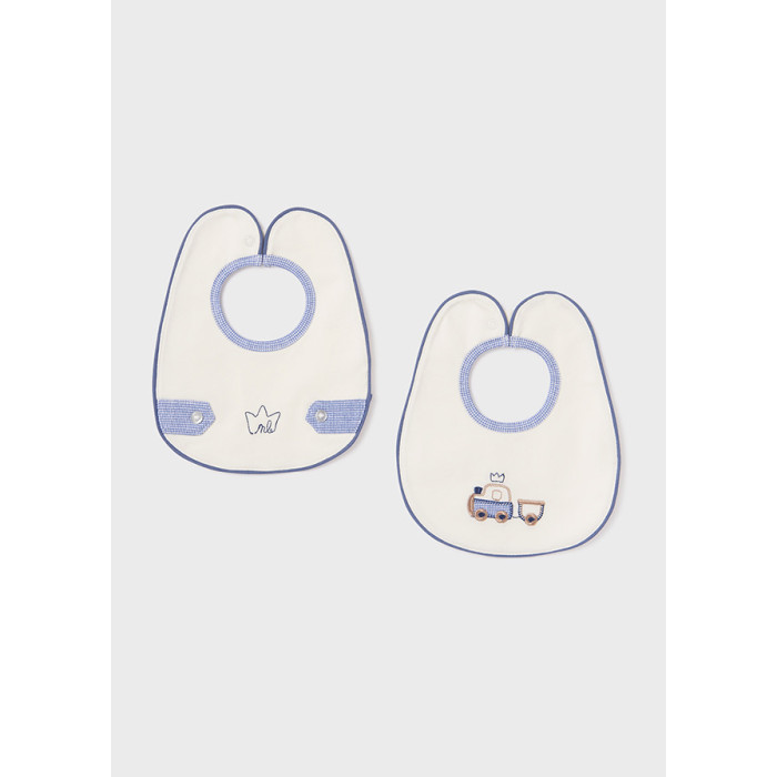 

Нагрудник десткий Mayoral Newborn 9328 2 шт. Светло-бежевый, Белый;синий, 9328