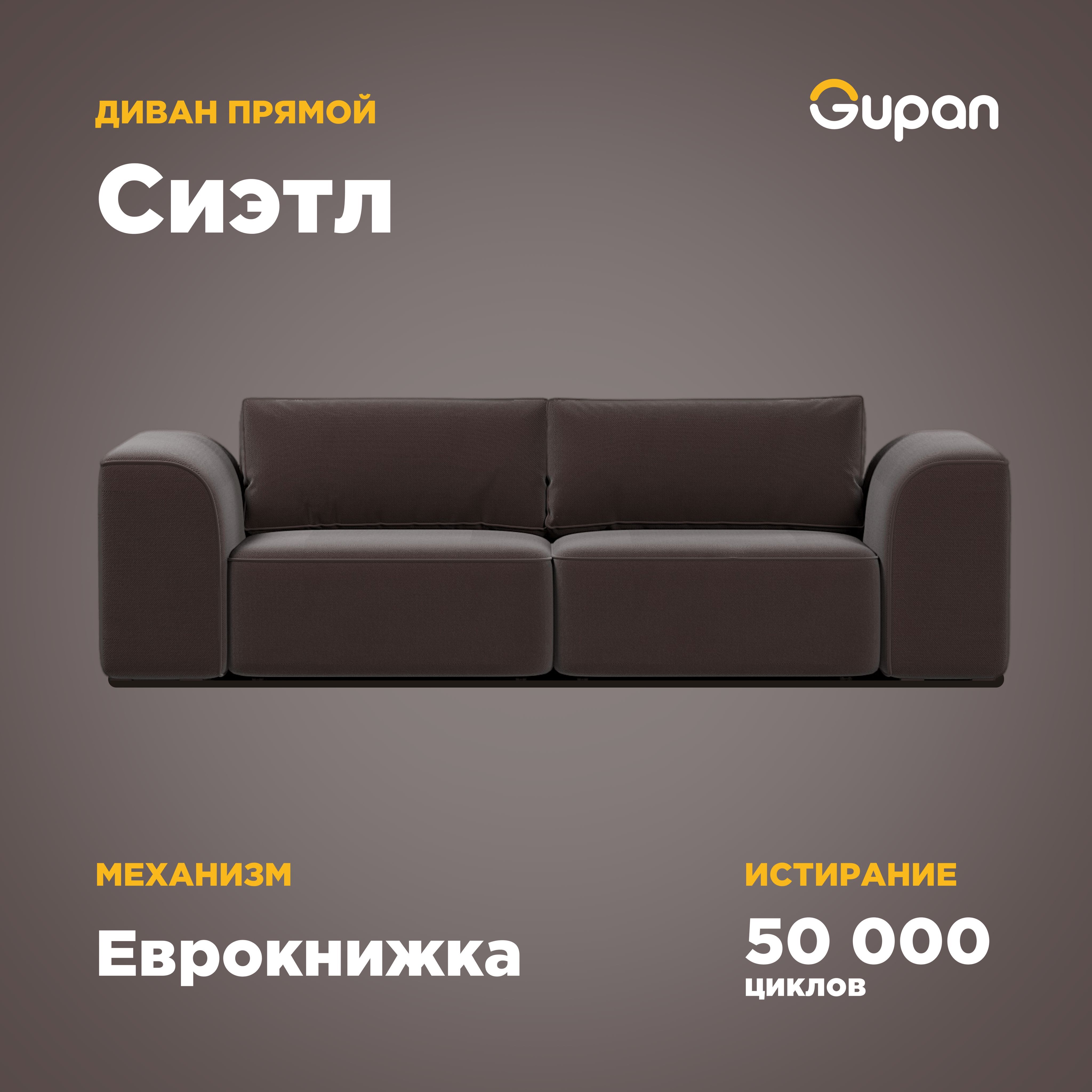 

Диван-кровать Gupan Сиэтл, материал Велюр, Amigo Brown, беспружинный, Сиэтл