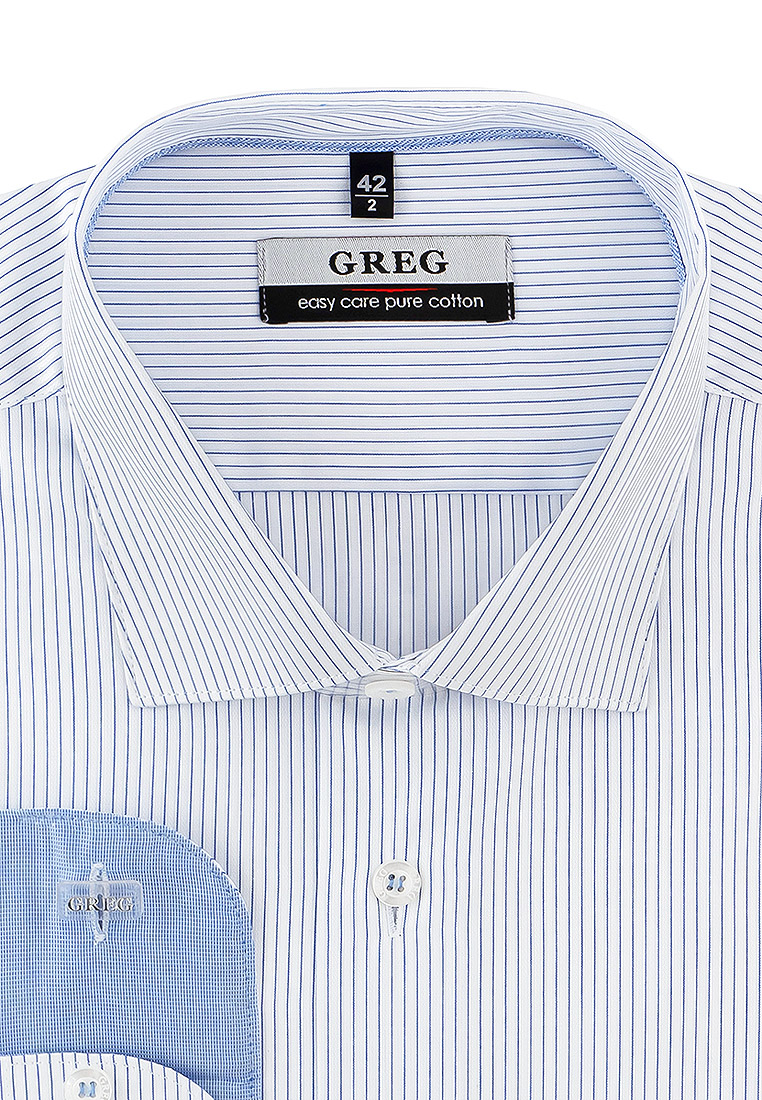 

Рубашка мужская Greg 01-00001354 белая 44, Голубой, 01-00001354