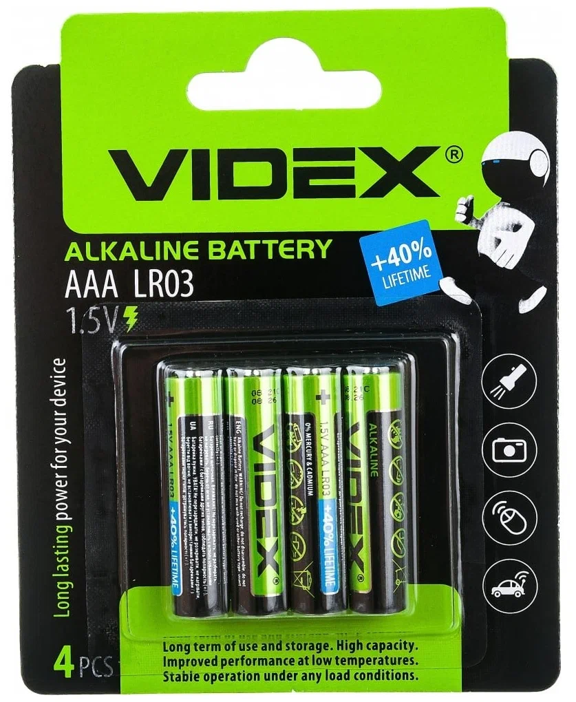 

Батарейка VID-LR3-4BC VIDEX LR3/AAA 4 BLISTER CARD