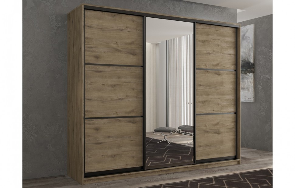 

РВ-мебель Шкаф-купе 3-х дверный Кааппи 2 Дуб Эвок Прибрежный 240х45х230 см, KAAPPI3-34-2-2