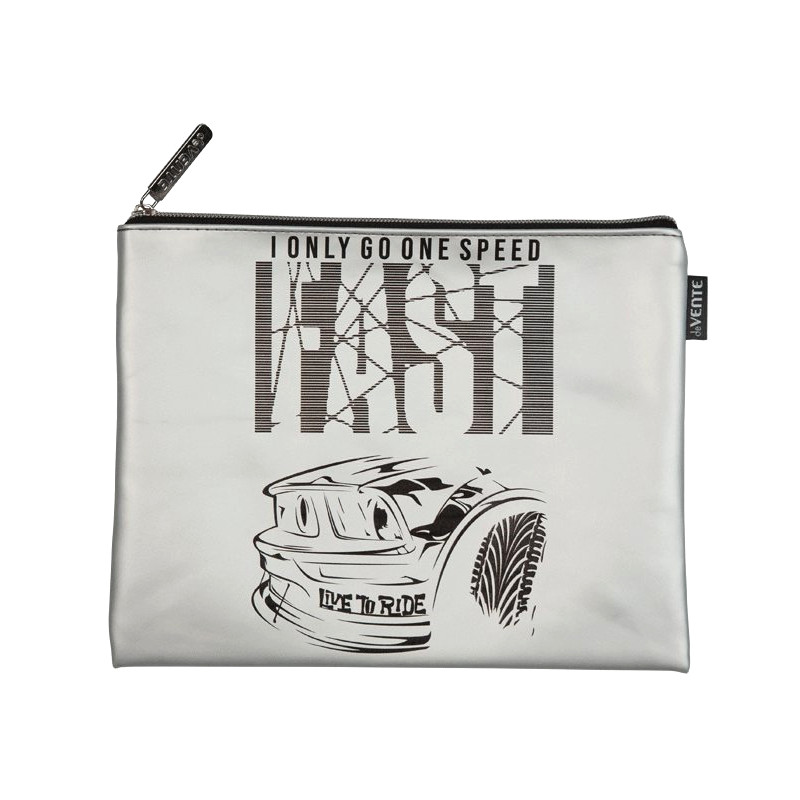 

Папка для тетрадей deVENTE А5 на молнии к/з Fast серебристая с подкладкой, Серый, 1782590