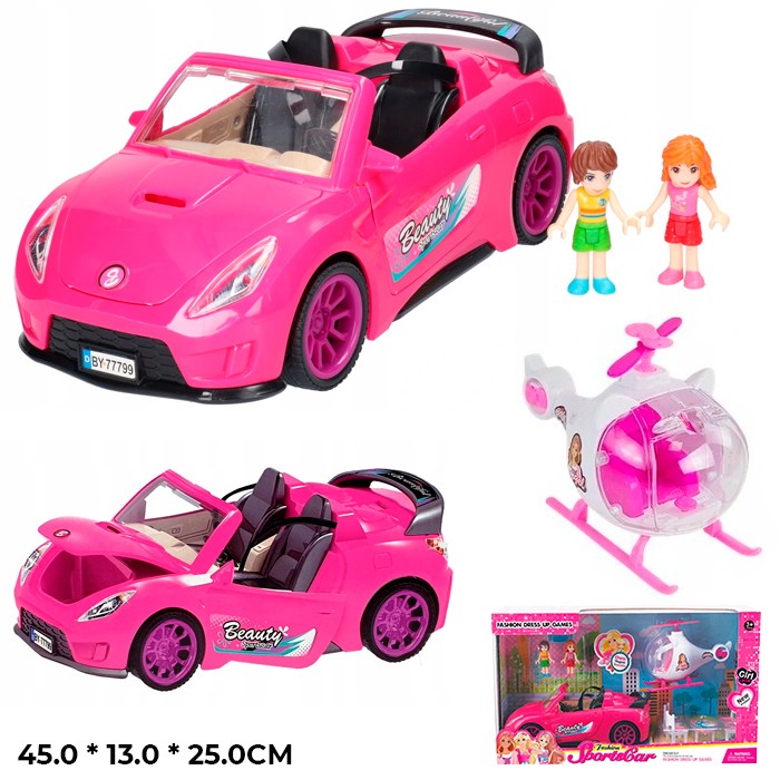 

Игровой набор Машинка с вертолетом с аксессуарами, Розовый, 515-264