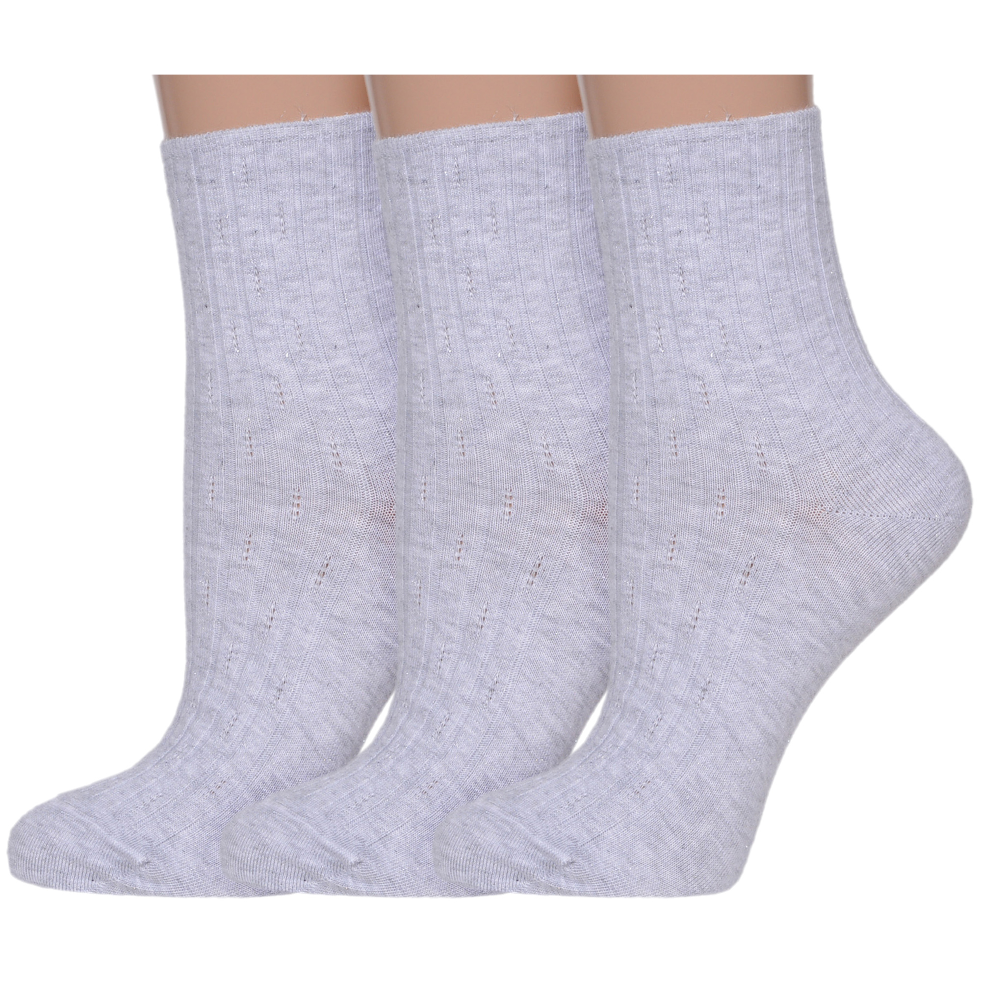 Комплект носков женских Rusocks 3-Ж3-13041 серых 23-25