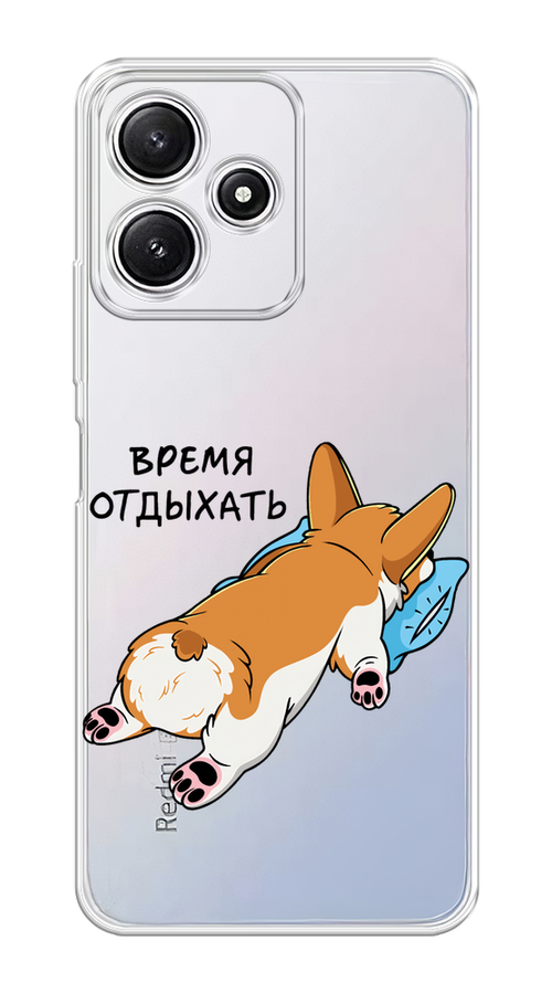 

Чехол на Xiaomi Redmi 12 5G/Redmi 12R "Корги отдыхает", Черный;коричневый;голубой, 319750-1