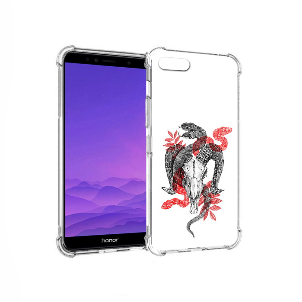 

Чехол MyPads Tocco для Honor 7A змея в черепе рисунок (PT111206.25.365), Прозрачный, Tocco