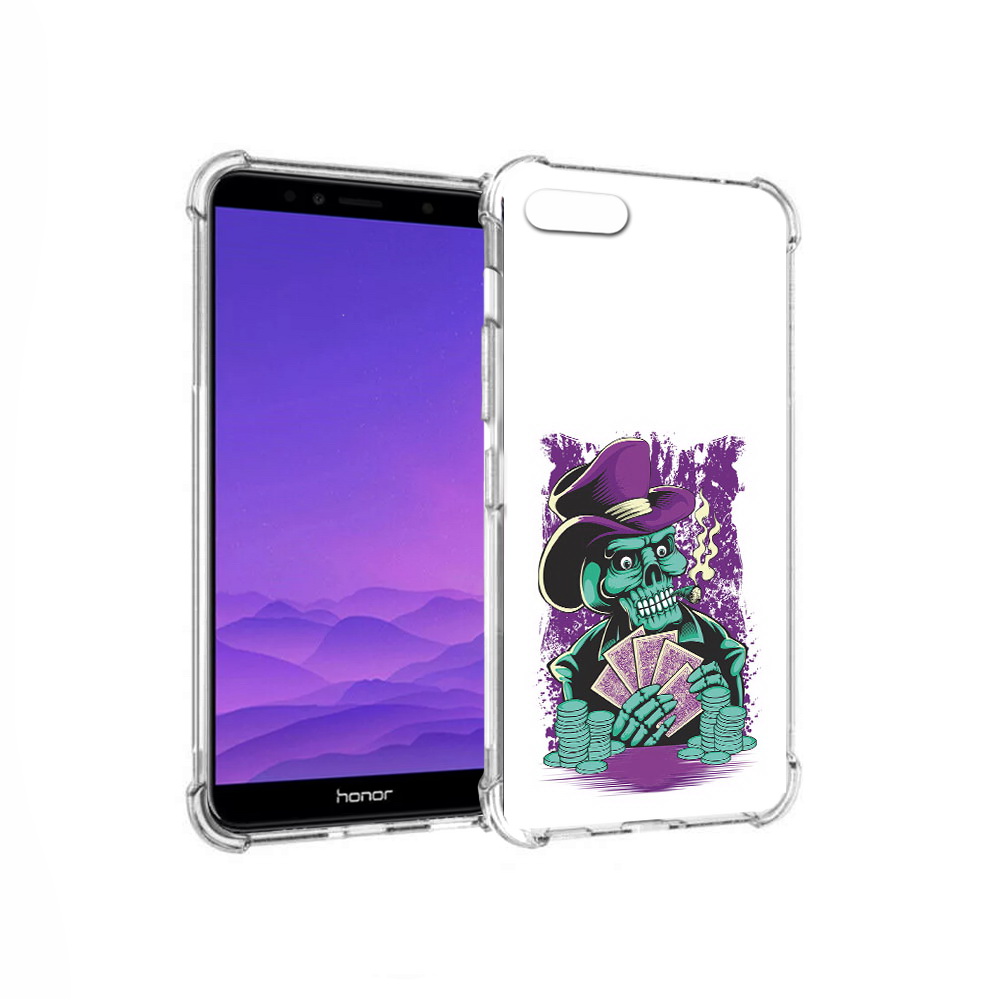

Чехол MyPads Tocco для Honor 7A зеленый череп с картами (PT111206.25.361), Прозрачный, Tocco