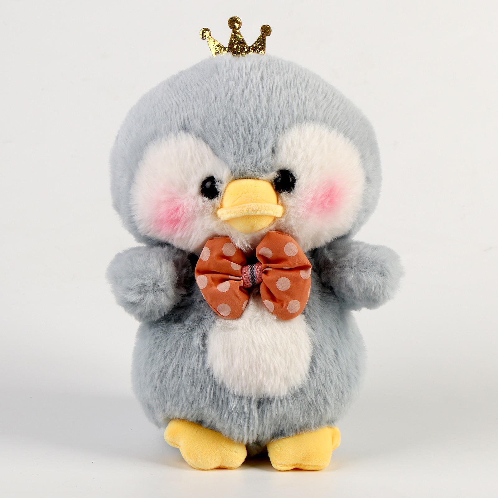 Мягкая игрушка Пингвин, с бантиком, 21 см, серый