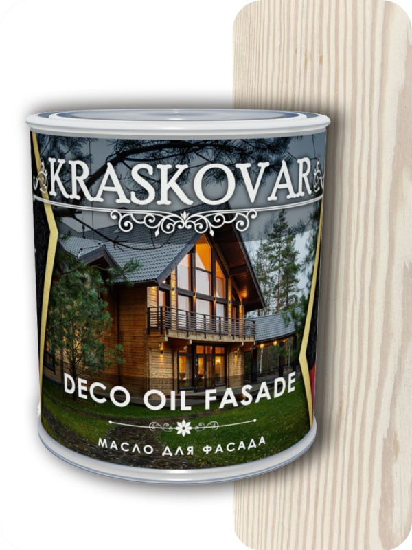 фото Масло для фасада kraskovar deco oil fasade белоснежный 0,75л