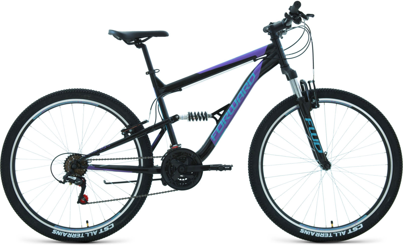 Велосипед Forward Raptor 1.0 18 скоростей, ростовка 16, чёрный, фиолетовый, 27,5, 2022