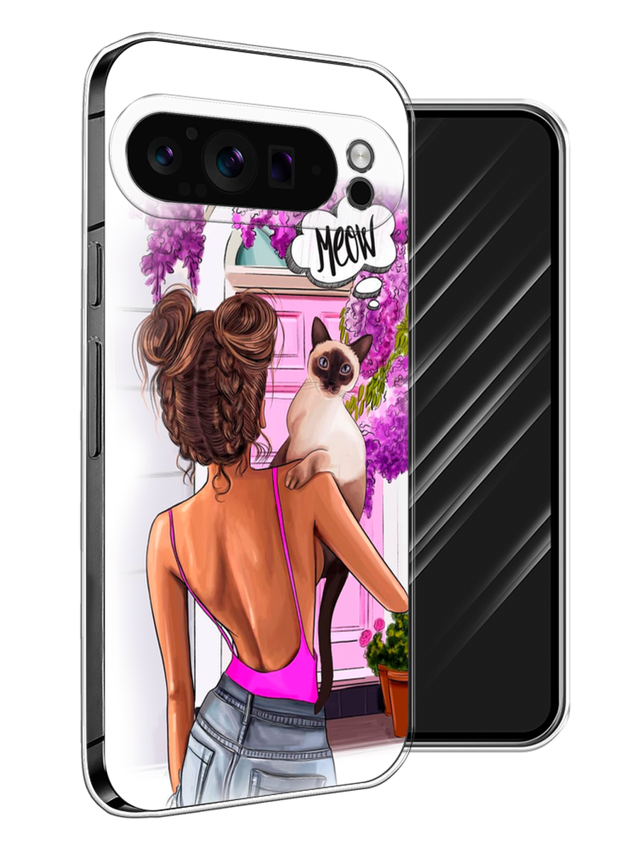 

Чехол Awog на Google Pixel 9 Pro "Девушка с кошкой", Розовый;коричневый, 272050-1
