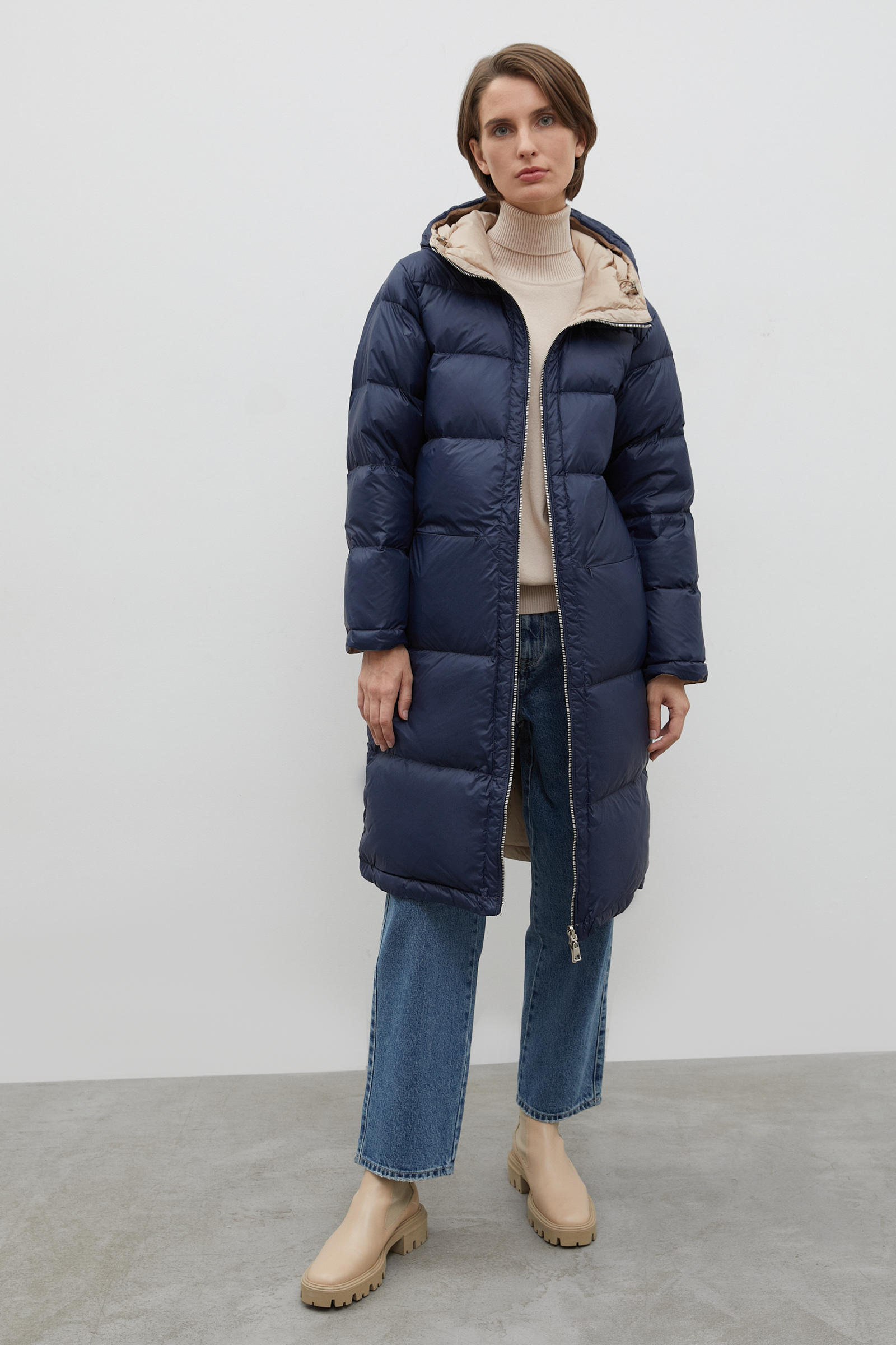 

Пуховик женский Finn Flare FAC12040 синий 2XL, FAC12040